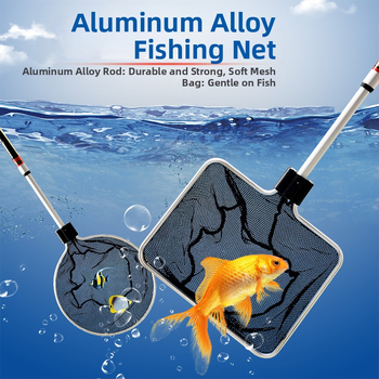 Akváriumi teleszkópos háló alumínium ötvözet rúd és poliészter hálóval, 500 g, akváriumi felszerelés