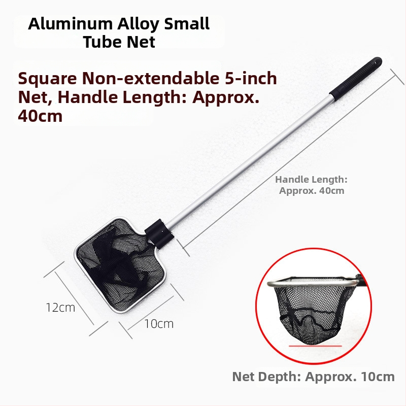 Akváriumi teleszkópos háló alumínium ötvözet rúd és poliészter hálóval, 500 g, akváriumi felszerelés