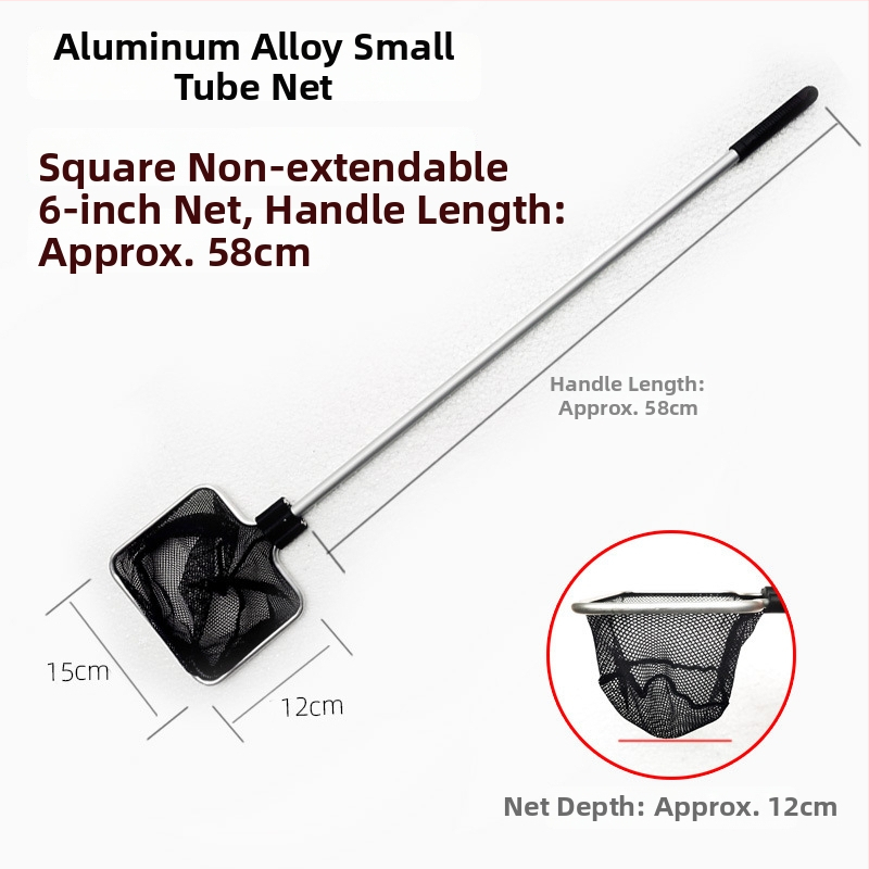 Akváriumi teleszkópos háló alumínium ötvözet rúd és poliészter hálóval, 500 g, akváriumi felszerelés