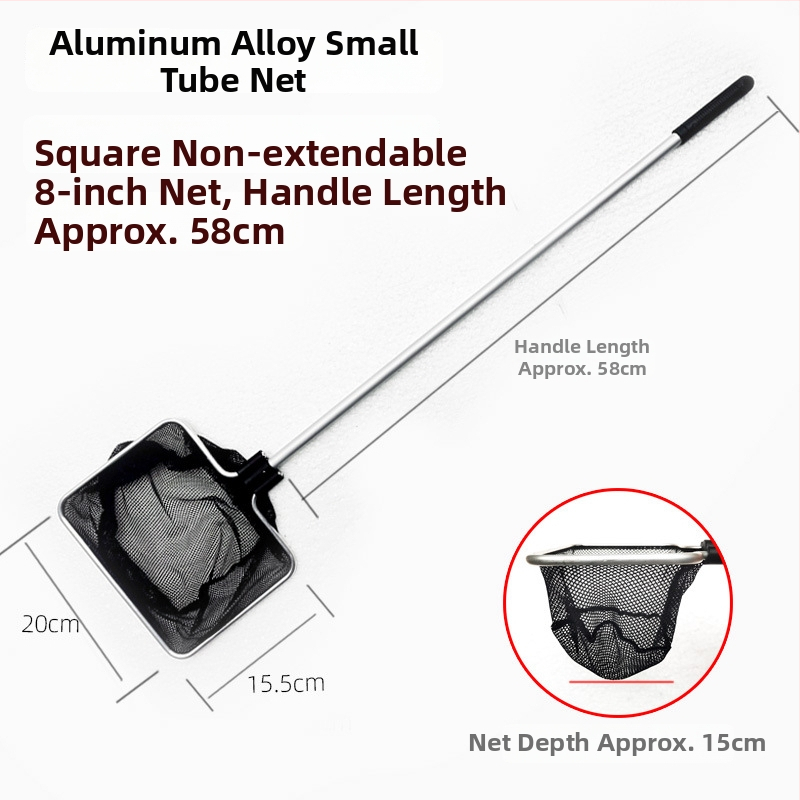 Akváriumi teleszkópos háló alumínium ötvözet rúd és poliészter hálóval, 500 g, akváriumi felszerelés