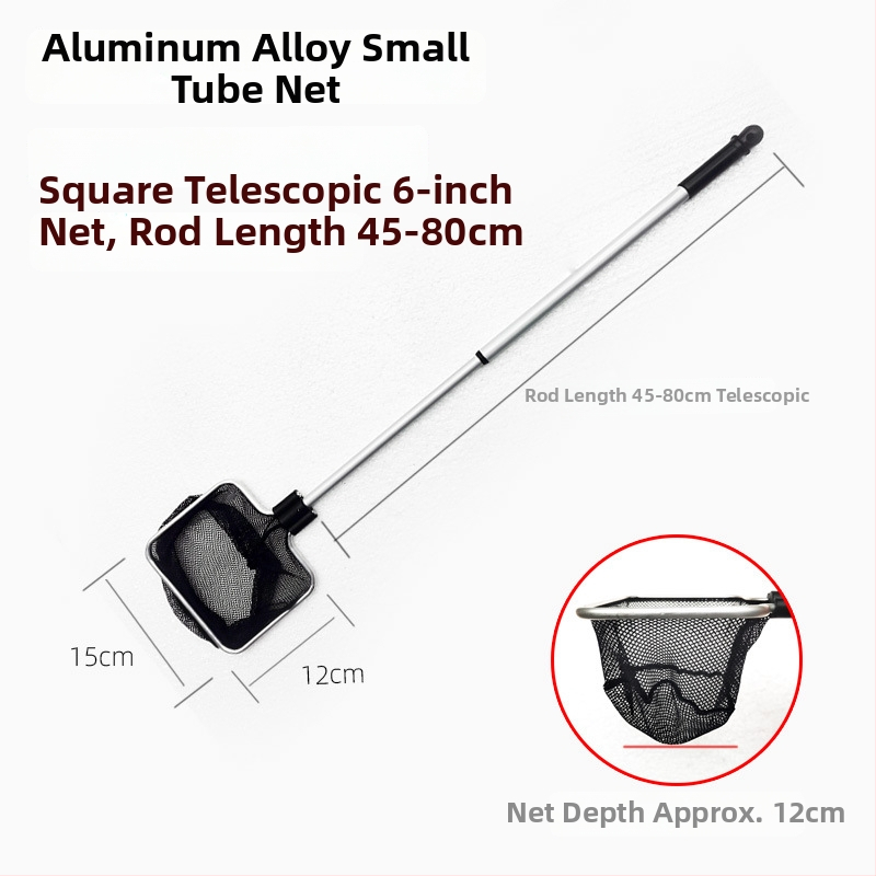 Akváriumi teleszkópos háló alumínium ötvözet rúd és poliészter hálóval, 500 g, akváriumi felszerelés