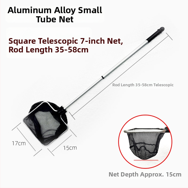 Akváriumi teleszkópos háló alumínium ötvözet rúd és poliészter hálóval, 500 g, akváriumi felszerelés