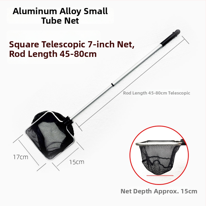 Akváriumi teleszkópos háló alumínium ötvözet rúd és poliészter hálóval, 500 g, akváriumi felszerelés