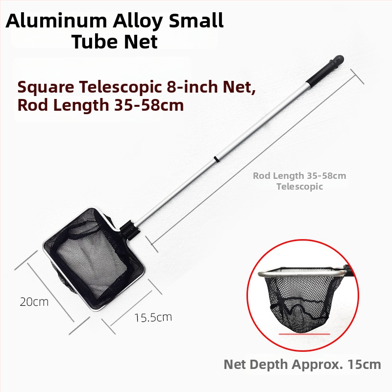 Akváriumi teleszkópos háló alumínium ötvözet rúd és poliészter hálóval, 500 g, akváriumi felszerelés
