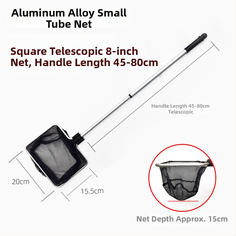 Akváriumi teleszkópos háló alumínium ötvözet rúd és poliészter hálóval, 500 g, akváriumi felszerelés
