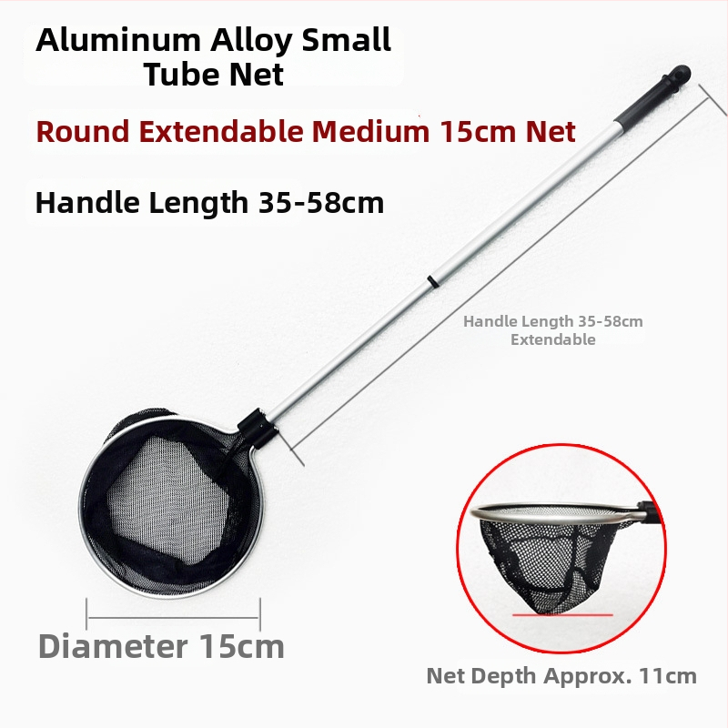 Akváriumi teleszkópos háló alumínium ötvözet rúd és poliészter hálóval, 500 g, akváriumi felszerelés