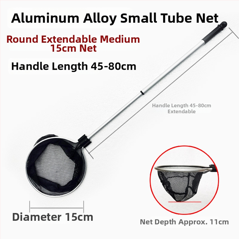 Akváriumi teleszkópos háló alumínium ötvözet rúd és poliészter hálóval, 500 g, akváriumi felszerelés