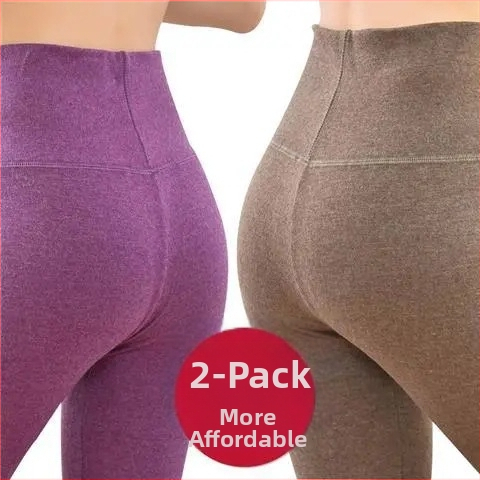 Pantaloni lungi din velur dublu pentru încălzire, talie înaltă, 90-95% poliester