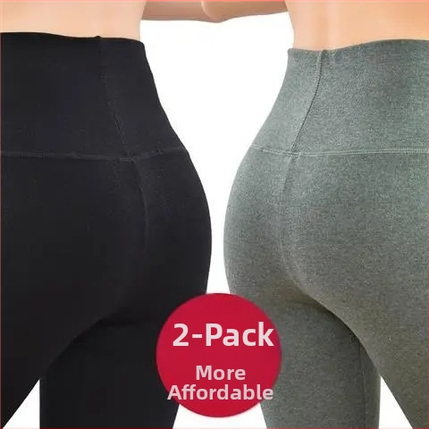 Pantaloni lungi din velur dublu pentru încălzire, talie înaltă, 90-95% poliester