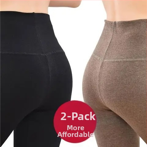 Pantaloni lungi din velur dublu pentru încălzire, talie înaltă, 90-95% poliester