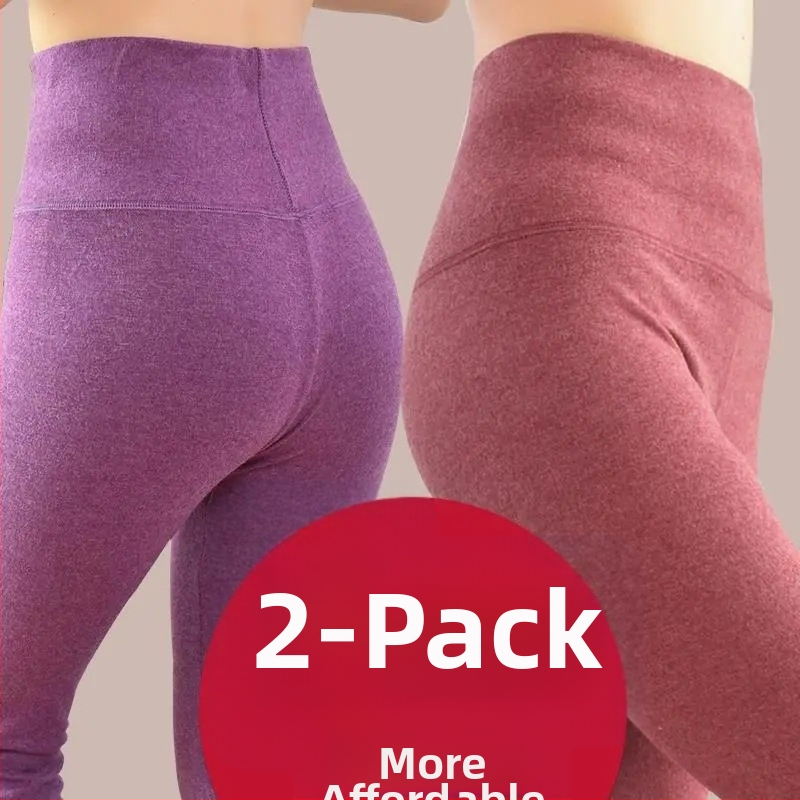 Pantaloni lungi din velur dublu pentru încălzire, talie înaltă, 90-95% poliester