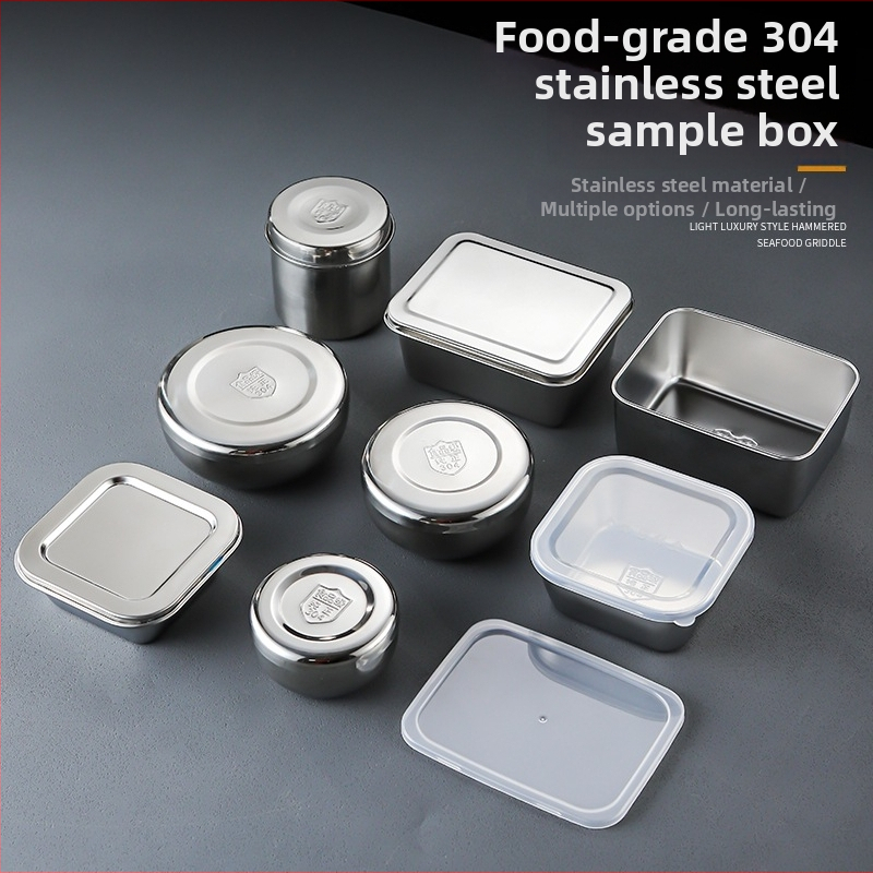 304 rozsdamentes acél élelmiszer-minta doboz, menzára és óvodába, négyzet alakú, 500 ml