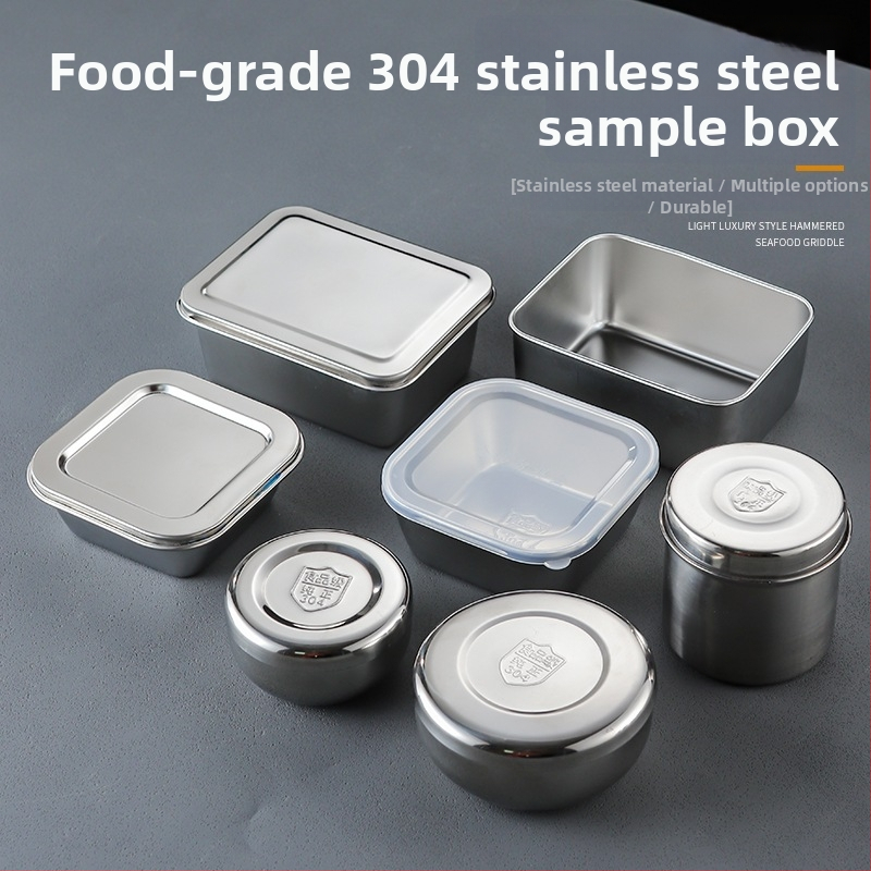 304 rozsdamentes acél élelmiszer-minta doboz, menzára és óvodába, négyzet alakú, 500 ml