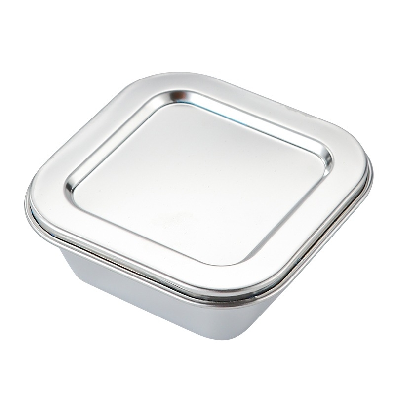 304 rozsdamentes acél élelmiszer-minta doboz, menzára és óvodába, négyzet alakú, 500 ml