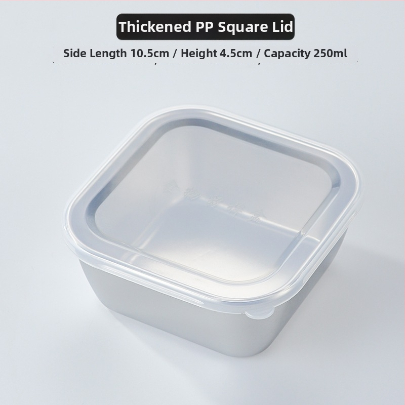 304 rozsdamentes acél élelmiszer-minta doboz, menzára és óvodába, négyzet alakú, 500 ml