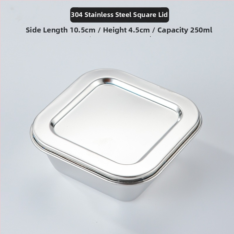 304 rozsdamentes acél élelmiszer-minta doboz, menzára és óvodába, négyzet alakú, 500 ml
