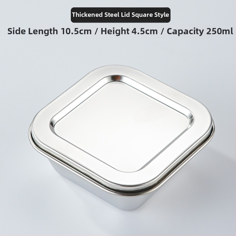 304 rozsdamentes acél élelmiszer-minta doboz, menzára és óvodába, négyzet alakú, 500 ml