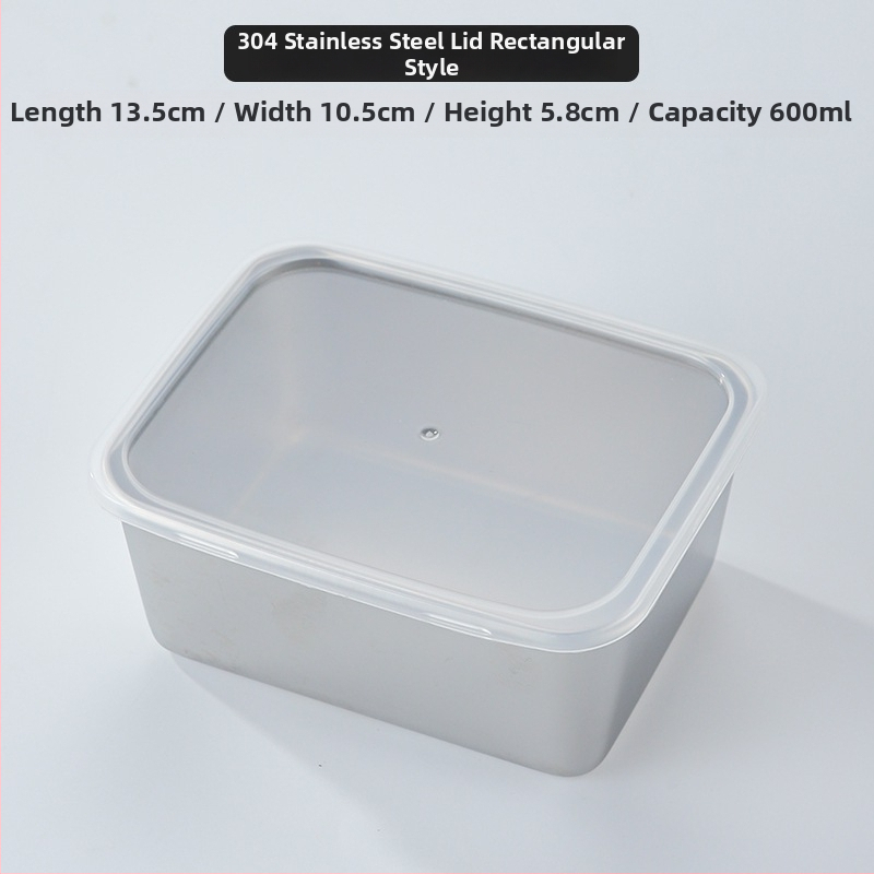 304 rozsdamentes acél élelmiszer-minta doboz, menzára és óvodába, négyzet alakú, 500 ml