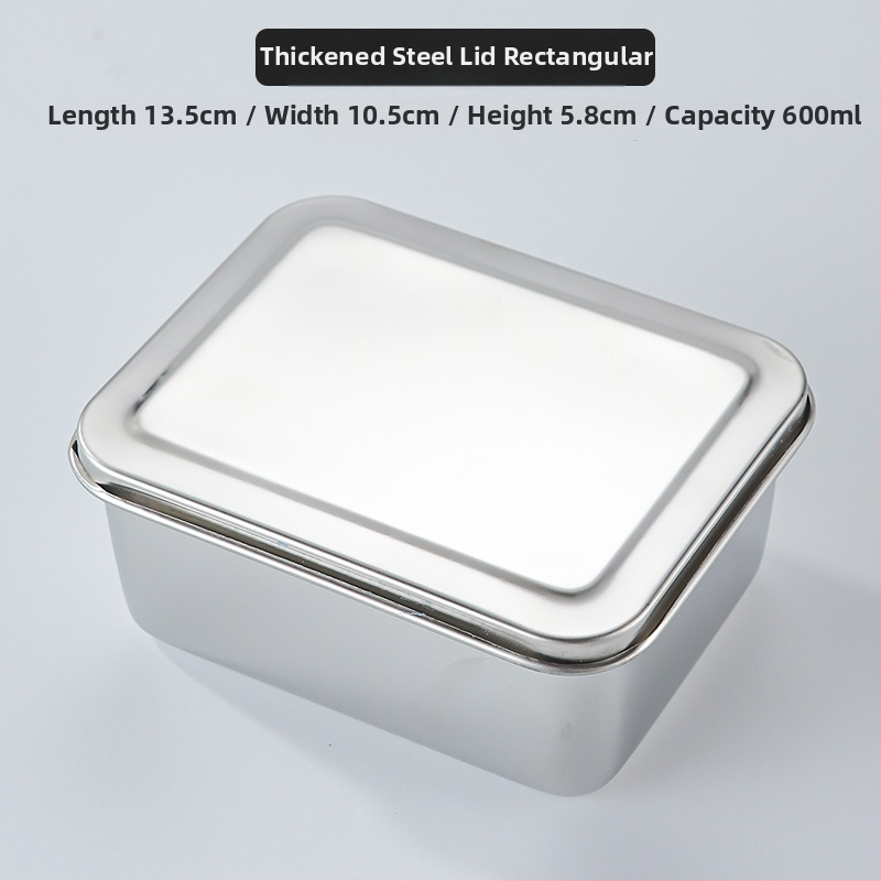 304 rozsdamentes acél élelmiszer-minta doboz, menzára és óvodába, négyzet alakú, 500 ml