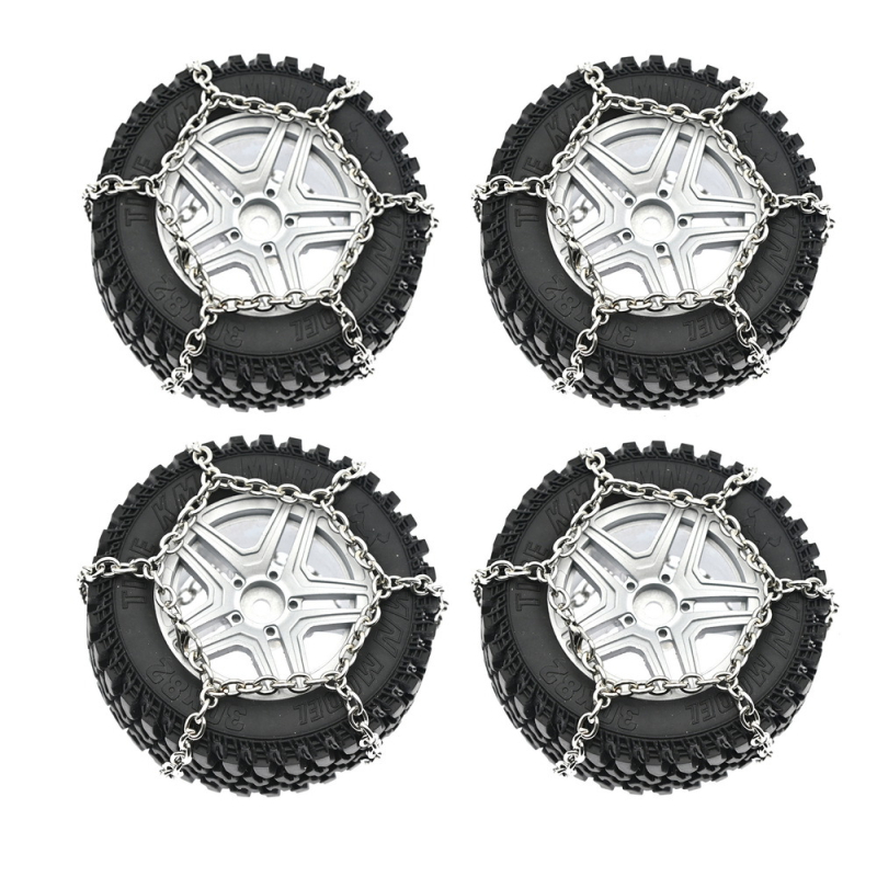 Μεταλλικές αλυσίδες χιονιού για ελαστικά μοντέλου αυτοκινήτου σε κλίμακα 1:12, προ-συναρμολογημένες, DIY-ικανές, βελτιωμένο κράτημα για στατικά μοντέλα