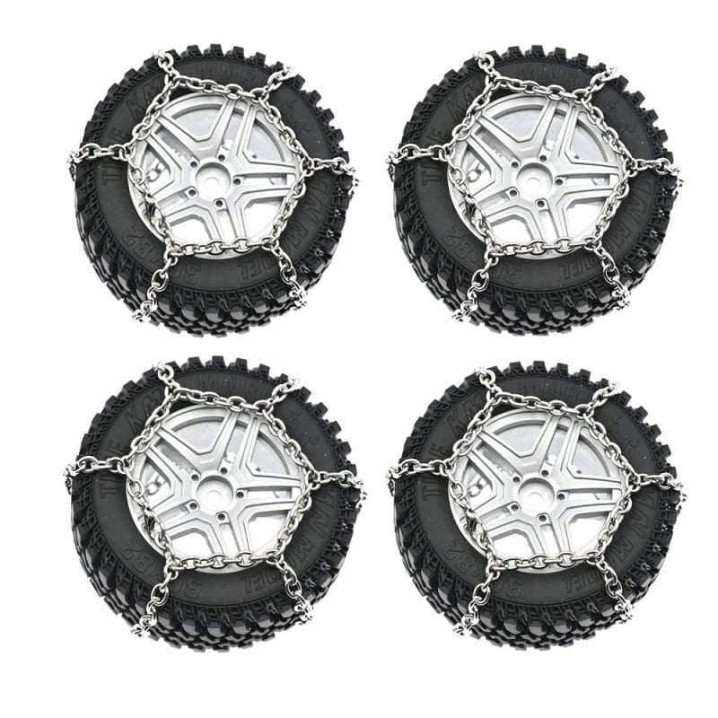 Μεταλλικές αλυσίδες χιονιού για ελαστικά μοντέλου αυτοκινήτου σε κλίμακα 1:12, προ-συναρμολογημένες, DIY-ικανές, βελτιωμένο κράτημα για στατικά μοντέλα