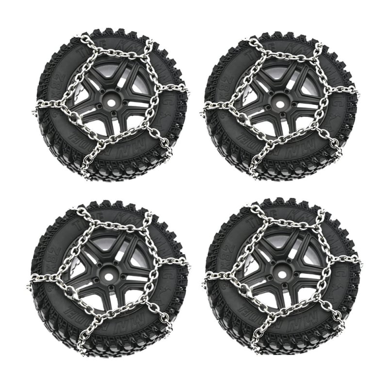 Μεταλλικές αλυσίδες χιονιού για ελαστικά μοντέλου αυτοκινήτου σε κλίμακα 1:12, προ-συναρμολογημένες, DIY-ικανές, βελτιωμένο κράτημα για στατικά μοντέλα