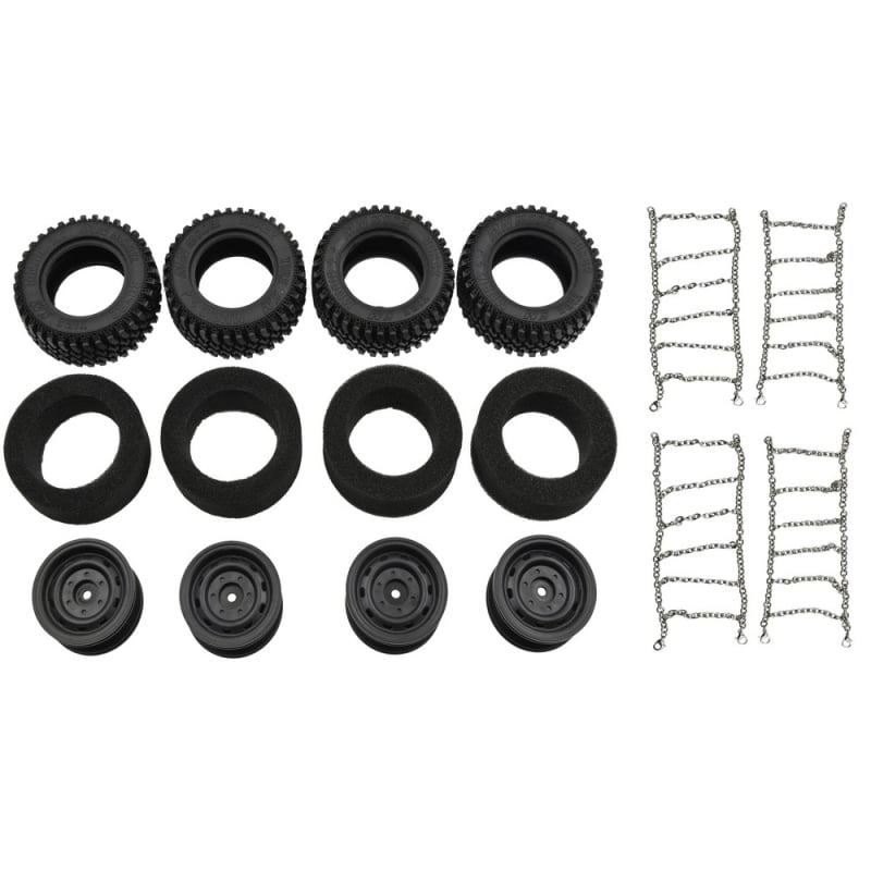 Μεταλλικές αλυσίδες χιονιού για ελαστικά μοντέλου αυτοκινήτου σε κλίμακα 1:12, προ-συναρμολογημένες, DIY-ικανές, βελτιωμένο κράτημα για στατικά μοντέλα