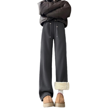 Παντελόνια εγκυμοσύνης με επένδυση φλίς, φαρδιά μπατζάκια, μακριά, υψηλή μέση, μείγμα βαμβακιού-πολυεστέρα