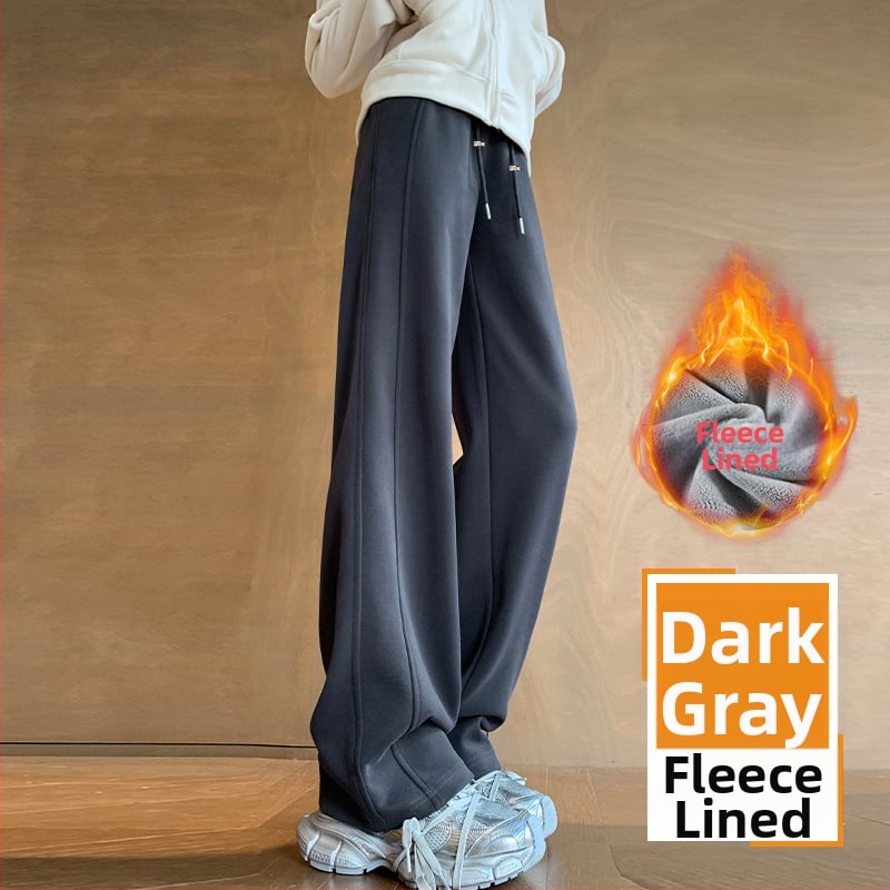 Παντελόνια εγκυμοσύνης με επένδυση φλίς, φαρδιά μπατζάκια, μακριά, υψηλή μέση, μείγμα βαμβακιού-πολυεστέρα