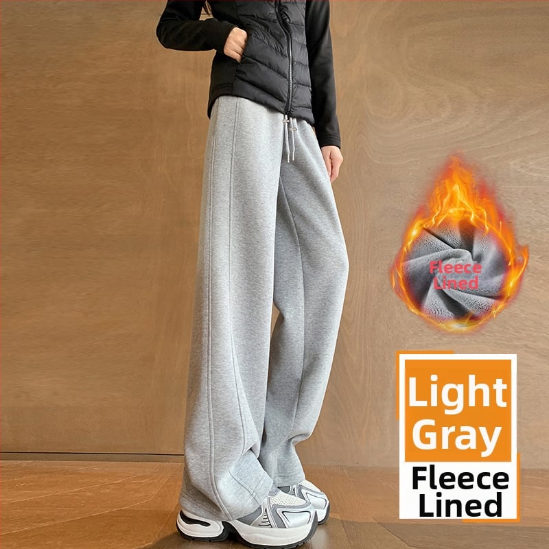 Παντελόνια εγκυμοσύνης με επένδυση φλίς, φαρδιά μπατζάκια, μακριά, υψηλή μέση, μείγμα βαμβακιού-πολυεστέρα