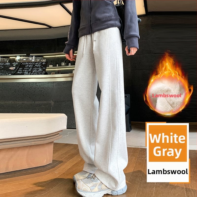 Παντελόνια εγκυμοσύνης με επένδυση φλίς, φαρδιά μπατζάκια, μακριά, υψηλή μέση, μείγμα βαμβακιού-πολυεστέρα