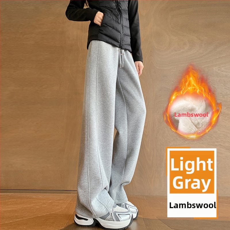 Παντελόνια εγκυμοσύνης με επένδυση φλίς, φαρδιά μπατζάκια, μακριά, υψηλή μέση, μείγμα βαμβακιού-πολυεστέρα