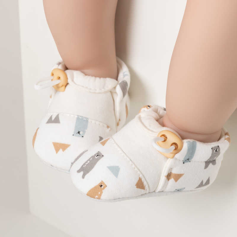 Βρεφικά παπουτσάκια-κάλτσες με βαμβαρινό επάνω μέρος, αντιολισθητική σόλα από συνθετικό υλικό, μοτίβο καρτούν, unisex, για 6–12 μηνών