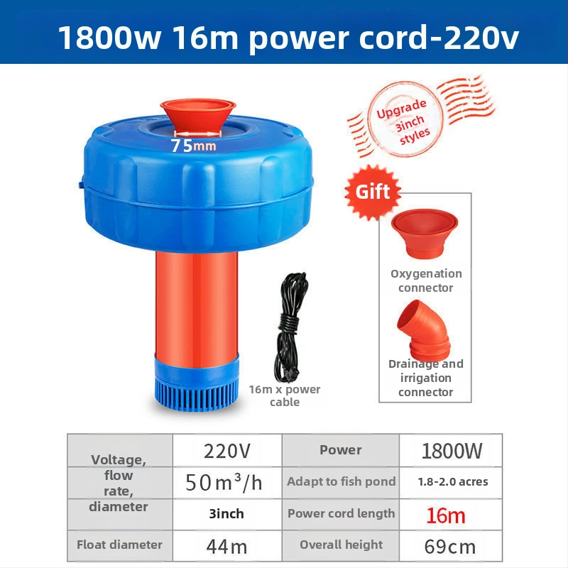 Аериатор за рибно езеро – високопроизводителна кислородна помпа, плаваща, 220V