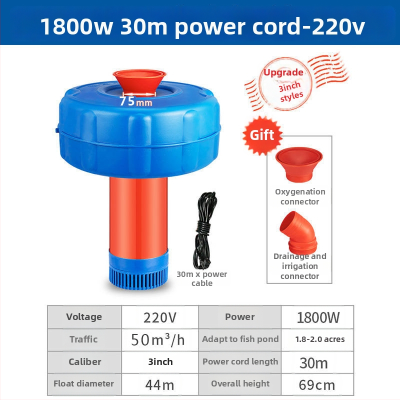 Аериатор за рибно езеро – високопроизводителна кислородна помпа, плаваща, 220V