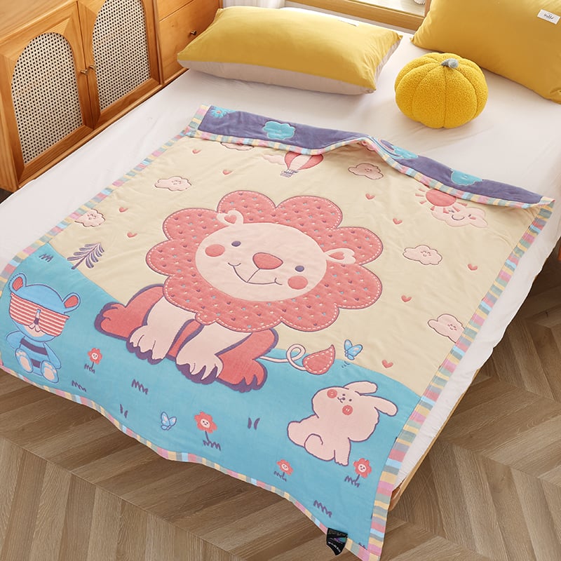 Baba takaró – tízrétegű gyapot géz, 50% pamut, 50% poliészter, egész évben alkalmas, egyszerű és modern stílus