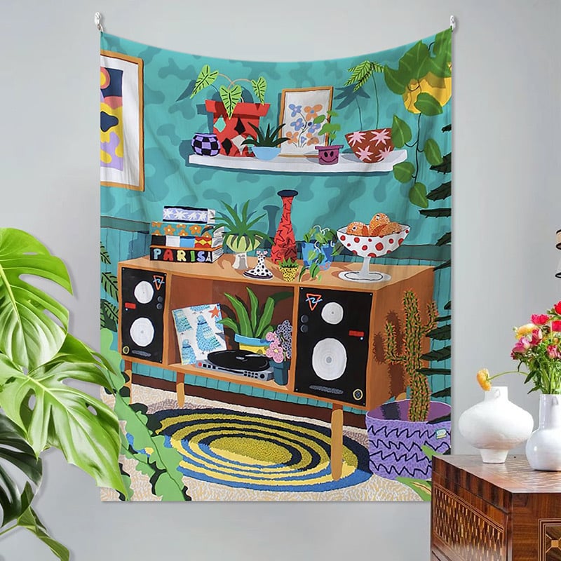 Λινό ταπισερί σε μοντέρνο μινιμαλιστικό στυλ, ψηφιακή εκτύπωση μεταφοράς θερμότητας, ορθογώνιο, προσαρμόσιμο για σαλόνι και υπνοδωμάτιο