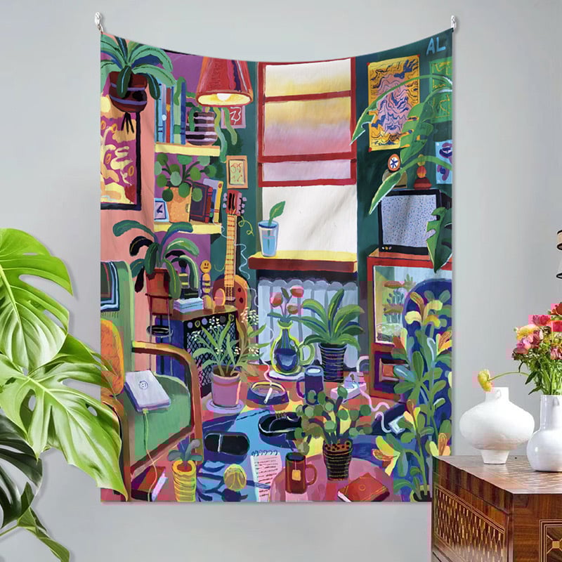 Λινό ταπισερί σε μοντέρνο μινιμαλιστικό στυλ, ψηφιακή εκτύπωση μεταφοράς θερμότητας, ορθογώνιο, προσαρμόσιμο για σαλόνι και υπνοδωμάτιο