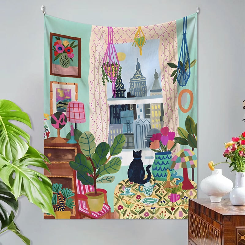 Λινό ταπισερί σε μοντέρνο μινιμαλιστικό στυλ, ψηφιακή εκτύπωση μεταφοράς θερμότητας, ορθογώνιο, προσαρμόσιμο για σαλόνι και υπνοδωμάτιο