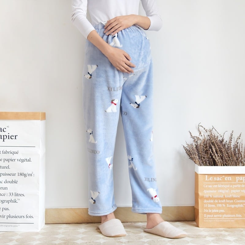 Μaternity φλανελένια παντελόνια ύπνου – παχιές, άνετη χαλαρή γραμμή, υποστήριξη κοιλιάς, φλανέλ 100% πολυεστέρα