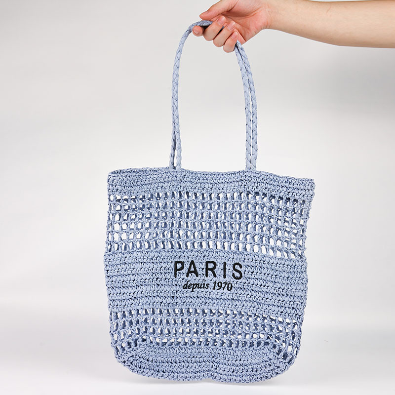 Geantă de umăr din paie împletite (Stil: urban minimalist; Material: hârtie; Tendință: geantă din paie, împletită; Formă: pătrată vertical; Deschidere: deschisă în sus)