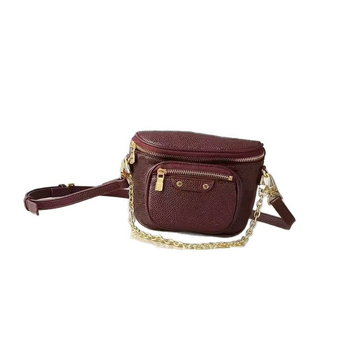 Crossbody torbica od prave kože, okruglog oblika, zatvaranje zipom, dvostruki remen
