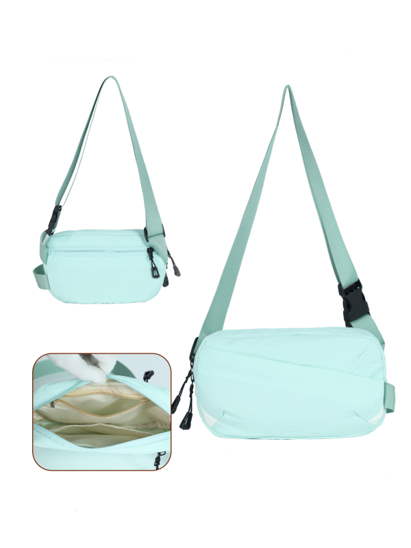 Ženska crossbody torba — torbica za telefon, poliester, vodoravni kvadratni oblik, zatvaranje na zip, unutarnja džep sa zipom, jedna naramenica