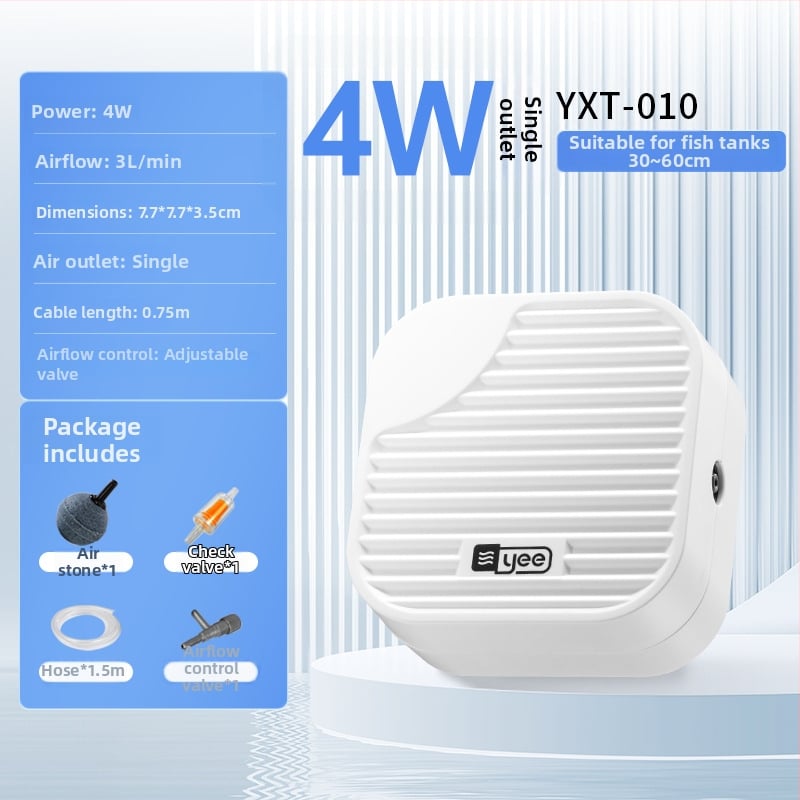 yee Akváriumi oxigénszivattyú – csendes aerátor, 0,5 kg súlyú, otthoni használatra