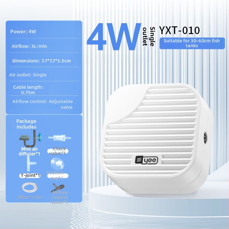 yee Akváriumi oxigénszivattyú – csendes aerátor, 0,5 kg súlyú, otthoni használatra