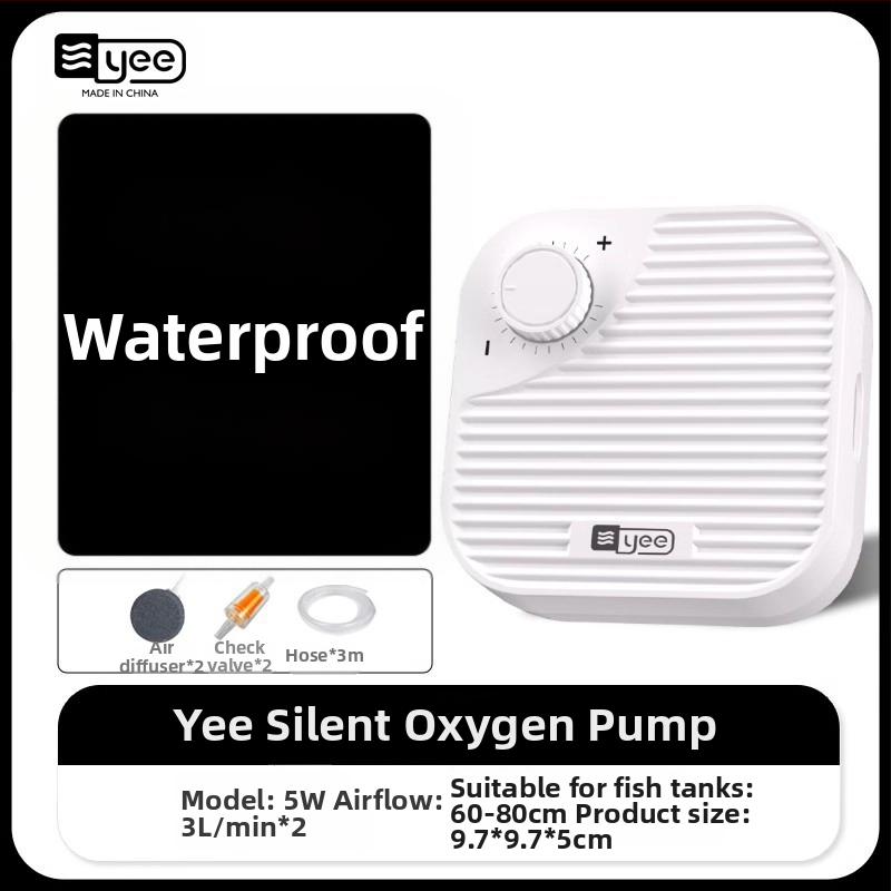 yee Akváriumi oxigénszivattyú – csendes aerátor, 0,5 kg súlyú, otthoni használatra