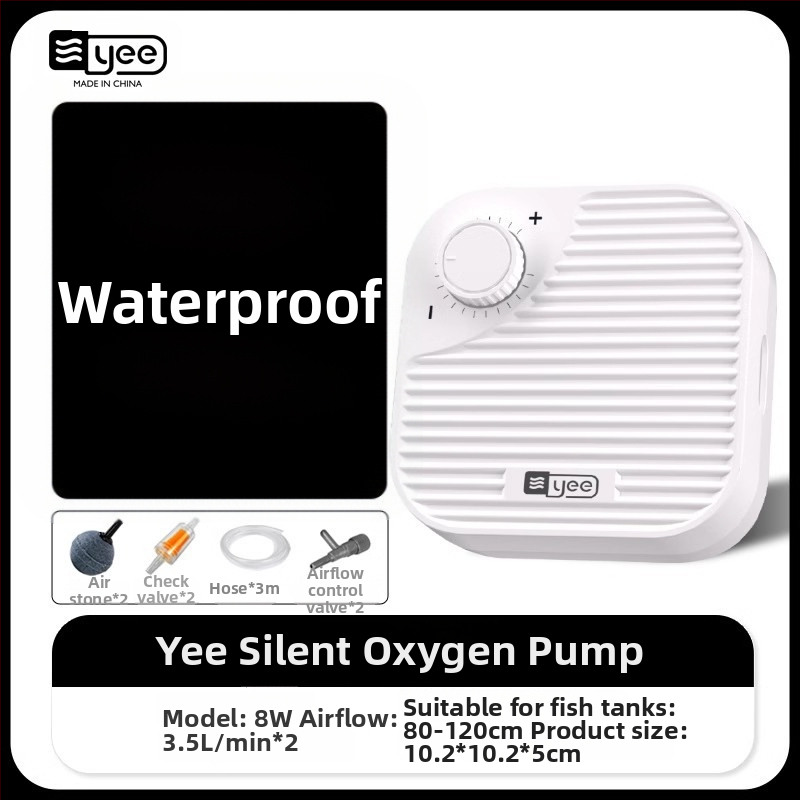 yee Akváriumi oxigénszivattyú – csendes aerátor, 0,5 kg súlyú, otthoni használatra