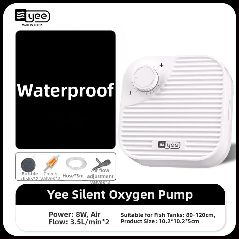 yee Akváriumi oxigénszivattyú – csendes aerátor, 0,5 kg súlyú, otthoni használatra