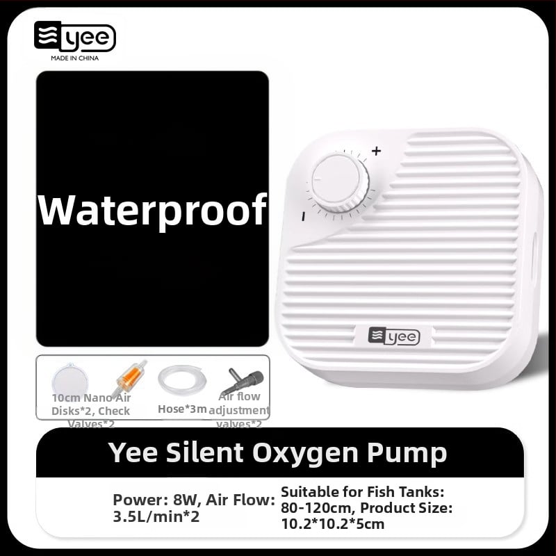 yee Akváriumi oxigénszivattyú – csendes aerátor, 0,5 kg súlyú, otthoni használatra