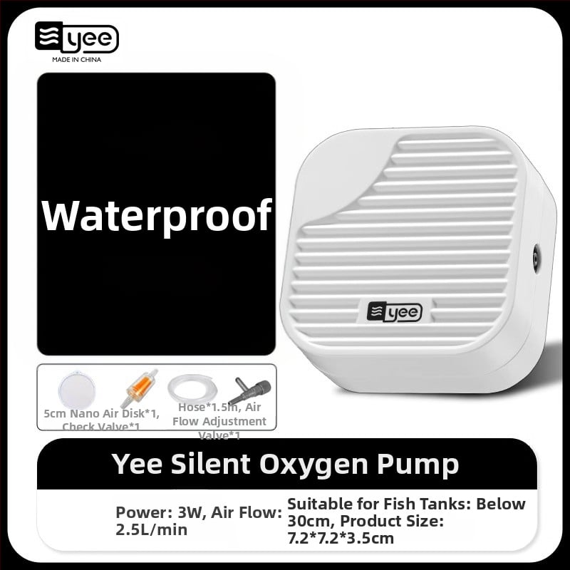 yee Akváriumi oxigénszivattyú – csendes aerátor, 0,5 kg súlyú, otthoni használatra